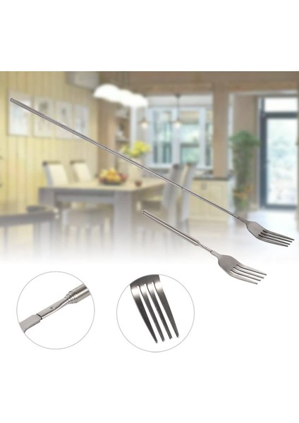 Barbekü Geri Çekilebilir Çatal Meyve Tatlı Uzun Saplı Çatal Sofra Takımı Yaratıcı Mutfak Gereçleri Paslanmaz Çelik Çatal (Yurt Dışından) fiyatları