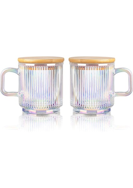 2 Parça Kapaklı Cam Kahve Kupası Latte, Cappuccino, Çay, Süt Için Saplı Kaburgalı Kahve Bardakları (Yurt Dışından)