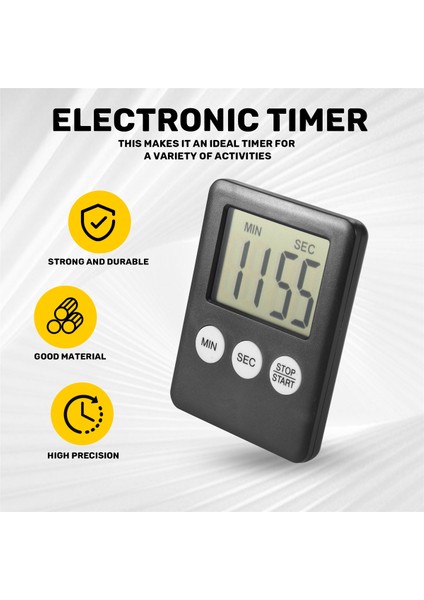 Süper Ince LCD Dijital Ekran Mutfak Zamanlayıcısı Kare Pişirme Geri Sayım Geri Sayım Alarm Mıknatıslı Saat (Yurt Dışından) fırsatları