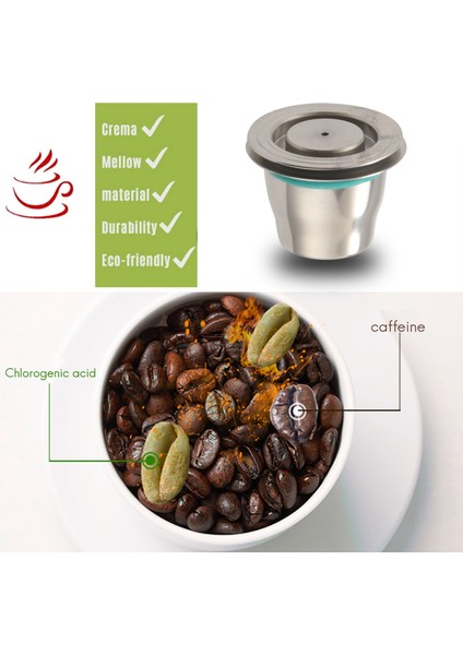 Nespresso Pod Espresso Kahve Pod'u Için Yeniden Kullanılabilir Yeniden Doldurulabilir Kapsüller Paslanmaz Çelik Kapsüllerle Uyumlu (Yurt Dışından) indirimleri