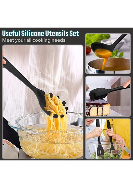Silikon Pişirme Gereçleri Seti, 6 Parça Siyah Isıya Dayanıklı Mutfak Gereçleri Seti, Yapışmaz Mutfak Aletleri, Spatula, Kepçe, Kaşık (Yurt Dışından) modelleri