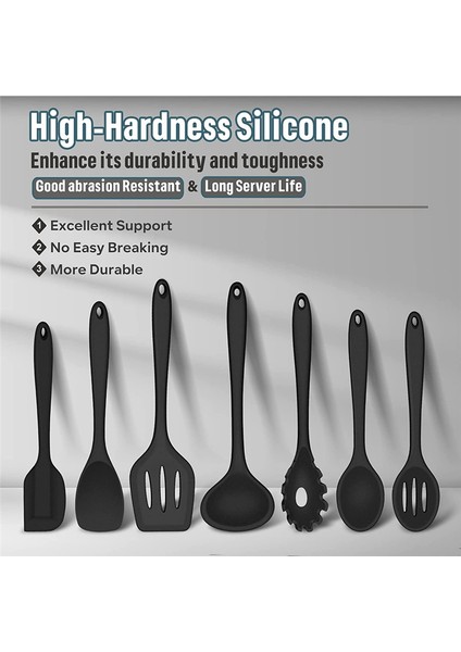 Silikon Pişirme Gereçleri Seti, 6 Parça Siyah Isıya Dayanıklı Mutfak Gereçleri Seti, Yapışmaz Mutfak Aletleri, Spatula, Kepçe, Kaşık (Yurt Dışından) fırsatları