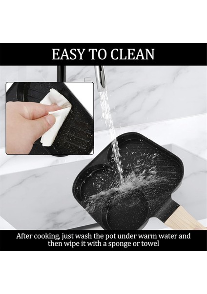 Yumurta Kızartma Tavası 3'ü 1 Arada Yumurta Kızartma Tavası Ahşap Saplı Yapışmaz Omlet Tavası Mutfak Kahvaltı Yumurta Pişirme Tavası A (Yurt Dışından) indirimleri