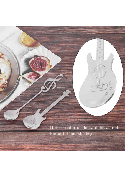 Kahve Kaşıkları, 6'lı Paket Yaratıcı Sevimli Çay Kaşıkları Paslanmaz Çelik Personel Müzik Notası Şeklinde (3 Nota + 3 Gitar) (Yurt Dışından) fırsatları