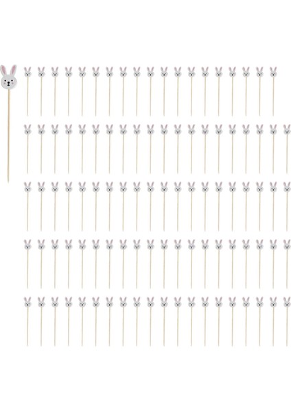 100 Adet Paskalya Tek Kullanımlık Bambu Şiş Tavşan Paskalya Yumurtaları Meyve Çatalı Yemek Çubukları Sandviç Büfesi Paskalya Dekorasyonu (Yurt Dışından)