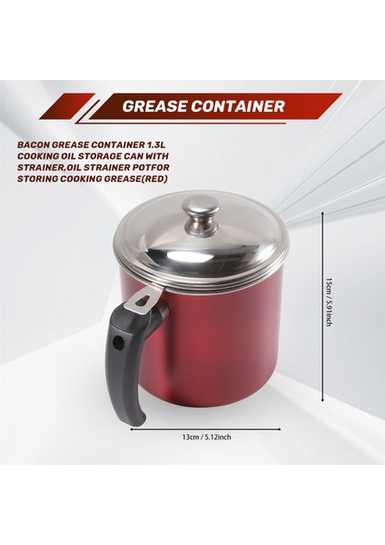 Pastırma Yağı Kabı 1.3l Süzgeçli Yemeklik Yağ Saklama Kabı, Yemeklik Yağ Saklama Kabı (Kırmızı) (Yurt Dışından) fırsatları