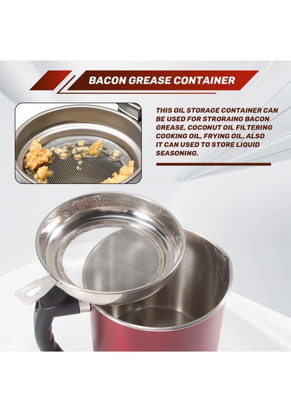 Pastırma Yağı Kabı 1.3l Süzgeçli Yemeklik Yağ Saklama Kabı, Yemeklik Yağ Saklama Kabı (Kırmızı) (Yurt Dışından) indirimleri