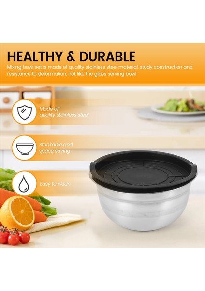 Parça Karıştırma Kabı, Hava Geçirmez Kapaklı Paslanmaz Çelik Istife Edilebilir Salata Kasesi, Mutfak Pişirme, Fırınlama Vb. Için Servis Kasesi (Yurt Dışından) fırsatları