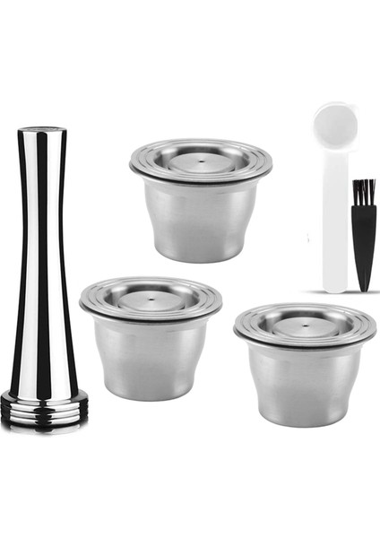 Nespresso Için Yeniden Kullanılabilir Kapsüller, Paslanmaz Çelik, 3 Adet Yeniden Doldurulabilir Ped + 1 Tamper + 1 Kaşık + 1 Fırça (Yurt Dışından) fiyatları