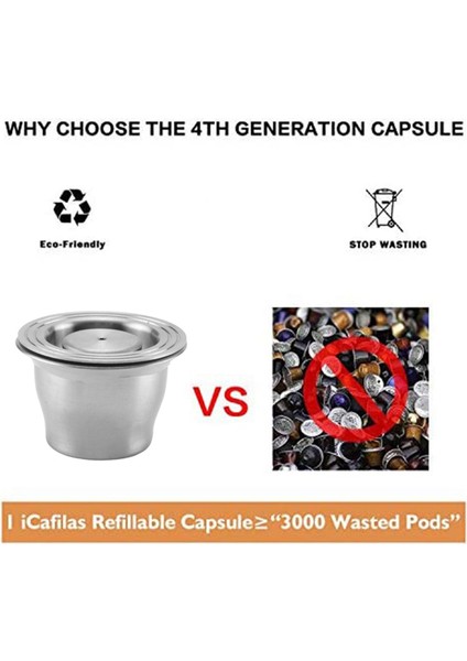 Nespresso Için Yeniden Kullanılabilir Kapsüller, Paslanmaz Çelik, 3 Adet Yeniden Doldurulabilir Ped + 1 Tamper + 1 Kaşık + 1 Fırça (Yurt Dışından) fırsatları