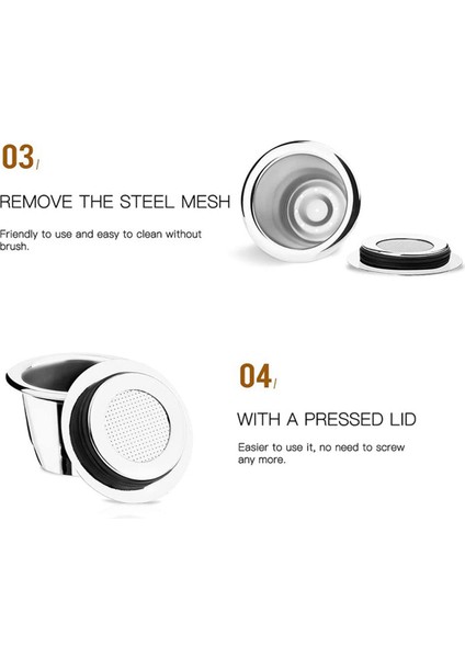 Nespresso Için Yeniden Kullanılabilir Kapsüller, Paslanmaz Çelik, 3 Adet Yeniden Doldurulabilir Ped + 1 Tamper + 1 Kaşık + 1 Fırça (Yurt Dışından) indirimleri