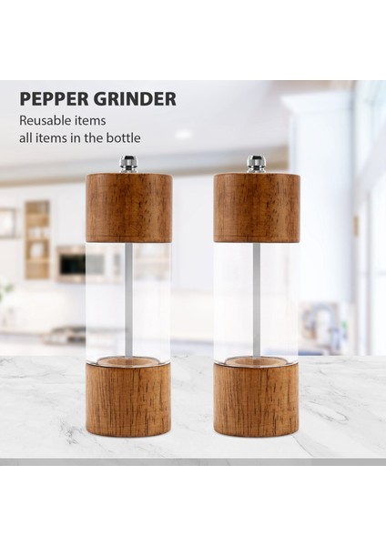 Karabiber Değirmeni Şeffaf Karabiber Değirmeni Tuz Öğütme Seramik Çekirdek Çok Amaçlı Baharat Şişesi 6 Inç (Yurt Dışından) fiyatları