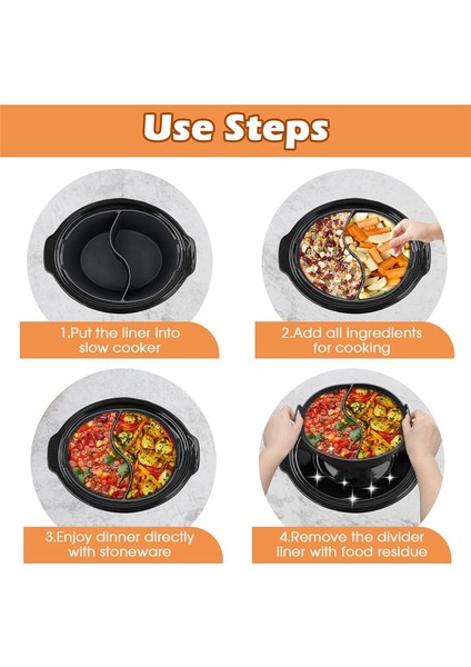 Yavaş Pişirici Bölücü Astarı 6qt'ye Uygun, Yeniden Kullanılabilir Silikon Bölücü, Kolay Temizlenebilir ve Bulaşık Makinesinde Yıkanabilir Oval Pişirme Astarı, Siyah (Yurt Dışından) modelleri