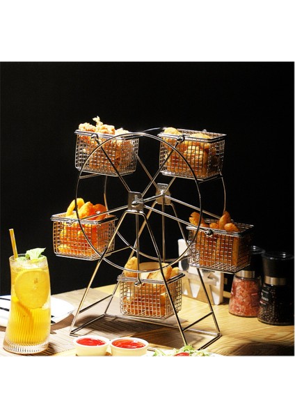 Adet Gıda Rafı + 5 Bardak Paslanmaz Çelik Dönme Dolap Gıda Rafı Atıştırmalık Rafı Vintage Çerçeve Parti Döndürülebilir Pasta Kek (Yurt Dışından) fiyatları