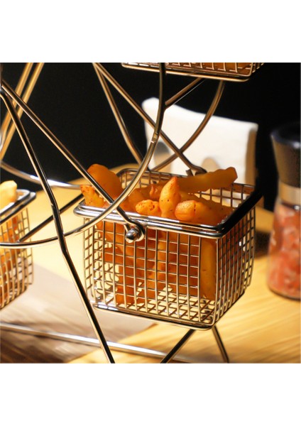 Adet Gıda Rafı + 5 Bardak Paslanmaz Çelik Dönme Dolap Gıda Rafı Atıştırmalık Rafı Vintage Çerçeve Parti Döndürülebilir Pasta Kek (Yurt Dışından) indirimleri