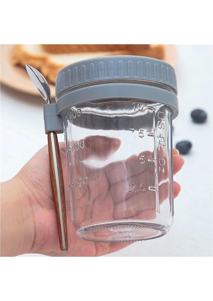 Adet Kaşıklı Gece Boyu Yulaf Ezmesi Kapları, Ölçü Işaretli Hava Geçirmez Yulaf Ezmesi Gece Boyu Yulaf Kavanozları (Yurt Dışından)