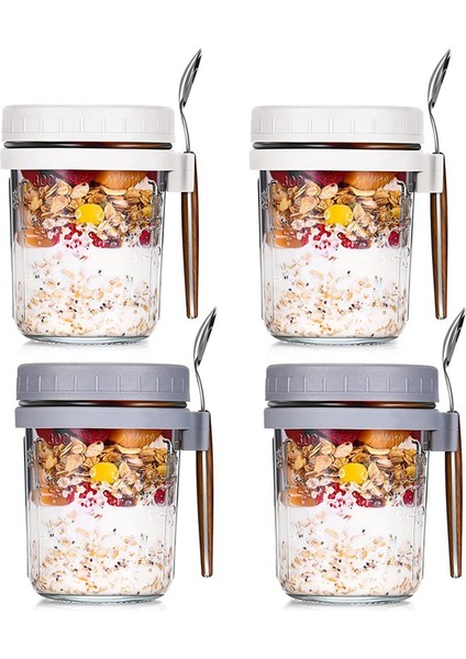 Adet Kaşıklı Gece Boyu Yulaf Ezmesi Kapları, Ölçü Işaretli Hava Geçirmez Yulaf Ezmesi Gece Boyu Yulaf Kavanozları (Yurt Dışından) fiyatları