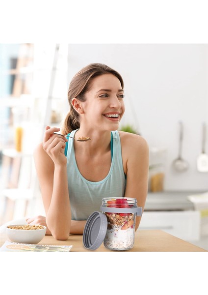 Adet Kaşıklı Gece Boyu Yulaf Ezmesi Kapları, Ölçü Işaretli Hava Geçirmez Yulaf Ezmesi Gece Boyu Yulaf Kavanozları (Yurt Dışından) fırsatları