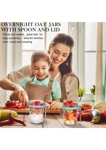 Adet Kaşıklı Gece Boyu Yulaf Ezmesi Kapları, Ölçü Işaretli Hava Geçirmez Yulaf Ezmesi Gece Boyu Yulaf Kavanozları (Yurt Dışından) indirimleri