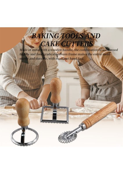 3 Parça Ravioli Damga Yapıcı Kesici ve Makaralı Tekerlek Seti, Makarna, Mantı, Lazanya ve Turtalar Için Ahşap Saplı Kalıp (Yurt Dışından) fırsatları