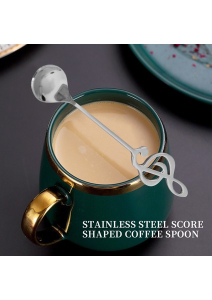 6'lı Paket Sevimli Çay Kaşığı Paslanmaz Çelik Müzik Notası Şekilli Kahve Kaşıkları Tatlı Kek Dondurma Şeker Kaşığı (Yurt Dışından) fiyatları