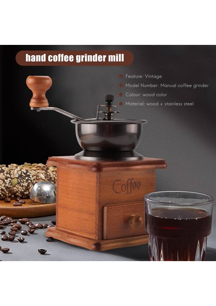 Kahve Çekirdeği Öğütücü Ahşap Manuel Kahve Öğütücü El Paslanmaz Çelik Retro Kahve Baharat Mini Çapak Değirmeni Seramik (Yurt Dışından) indirimleri
