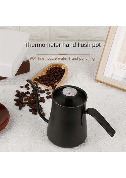 Termometreli 550ML Paslanmaz Çelik Kahve Damlama Kazanı Kaz Boynu Kahve Demliği Kahve Demlikleri (Yurt Dışından) modelleri