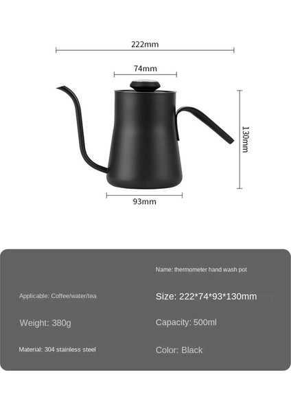 Termometreli 550ML Paslanmaz Çelik Kahve Damlama Kazanı Kaz Boynu Kahve Demliği Kahve Demlikleri (Yurt Dışından) indirimleri