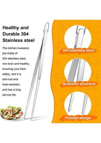 Mutfak Cımbızı Maşası, Paslanmaz Çelik Pişirme Cımbızı - Makarna, Kaplama ve Hassas Küçük Yiyecek Parçalarını Sıkıştırma (Yurt Dışından) fırsatları