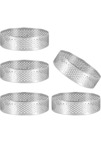Adet Dairesel Gözenekli Tart Halkası Tabanlı Kule Pasta Kalıbı Pişirme Araçları Isıya Dayanıklı Delikli Kek Mus Halkası, 8 cm (Yurt Dışından)