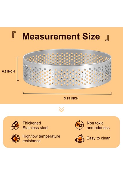 Adet Dairesel Gözenekli Tart Halkası Tabanlı Kule Pasta Kalıbı Pişirme Araçları Isıya Dayanıklı Delikli Kek Mus Halkası, 8 cm (Yurt Dışından) fırsatları