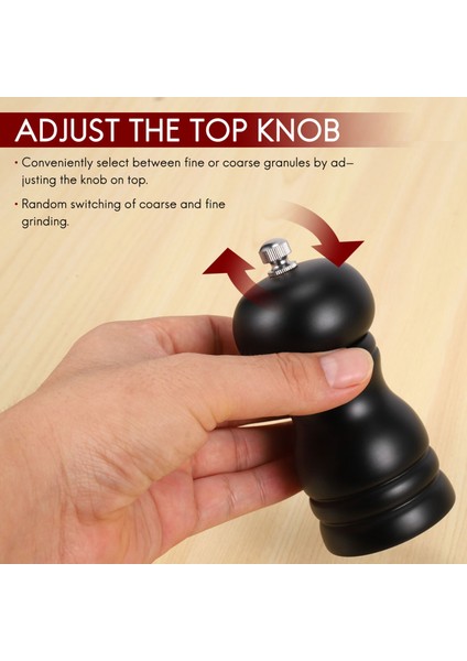 Ahşap Tuz ve Karabiber Öğütücü Seti Manuel Karabiber Tuz Değirmeni Çalkalayıcı, Ayarlanabilir Kalınlıklı Masif Ahşap Siyah (Yurt Dışından) indirimleri