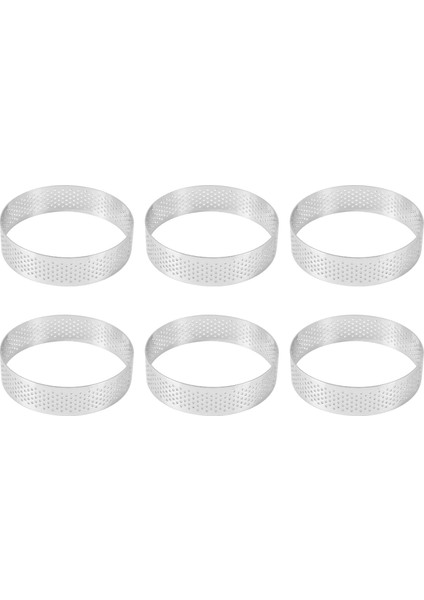 6'lı Paket Paslanmaz Çelik Tart Halkası, Isıya Dayanıklı Delikli Kek Mus Halkası, Kek Halkası Kalıbı, Yuvarlak Kek Pişirme Aletleri (Yurt Dışından)