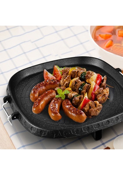 Kare Yapışmaz Kore Izgara Tavası Barbekü Taşınabilir Sıcak Plaka Taş Kaplama Ev Dış Mekan Fırın Tepsisi (Yurt Dışından) fiyatları