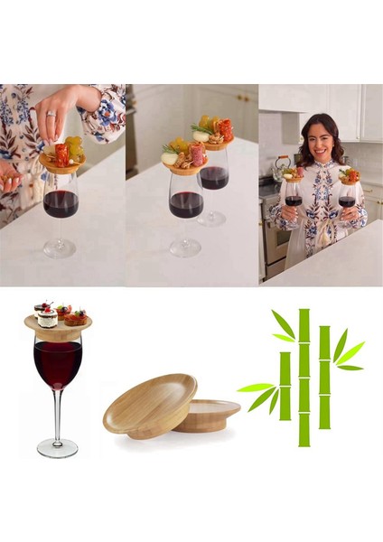 4'lü Şarap Kadehi Üstü Bardak Altlığı Seti, 4 Inç Şarap Kadehi Şarküteri Üstü Bardak Altlığı Bambu Şarap Kadehi Üstü Bardak Altlıkları (Yurt Dışından)