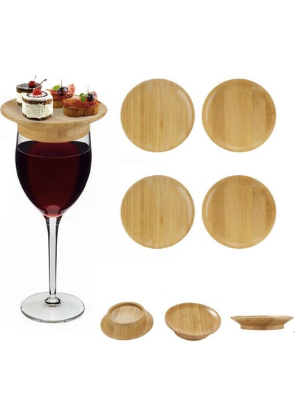 4'lü Şarap Kadehi Üstü Bardak Altlığı Seti, 4 Inç Şarap Kadehi Şarküteri Üstü Bardak Altlığı Bambu Şarap Kadehi Üstü Bardak Altlıkları (Yurt Dışından) fırsatları