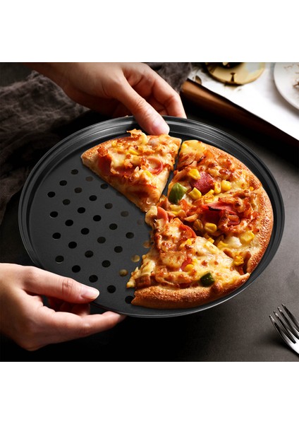 10 Inç Kişisel Delikli Pizza Tepsileri Siyah Karbon Çelik Yapışmaz Kaplama Kolay Temizlenebilir Pizza Pişirme Tepsisi (Yurt Dışından) fiyatları