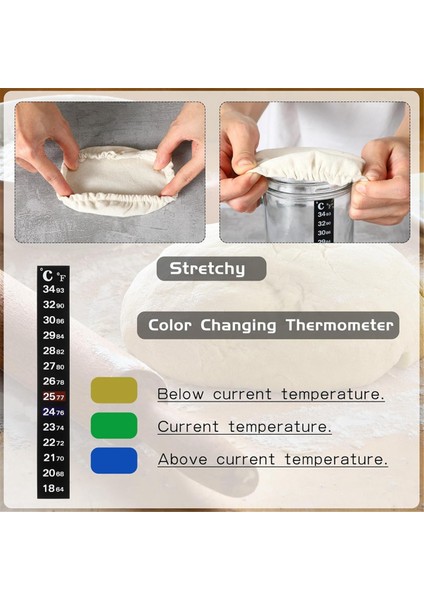 Ekşi Maya Başlangıç Kavanozu Kitleri Yedek Set, Kumaş Kapaklı, Termometre Şeritleri, 2 Spatula, 24 Oz Ekşi Maya Başlangıç Kavanozu Uyumlu (Yurt Dışından) modelleri