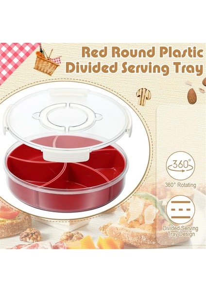 Kapaklı Saplı Bölmeli Atıştırmalık Servis Tepsisi, 5 Bölmeli Kapaklı Plastik Atıştırmalık Gıda Kapları Sebze Tepsisi (Yurt Dışından) modelleri