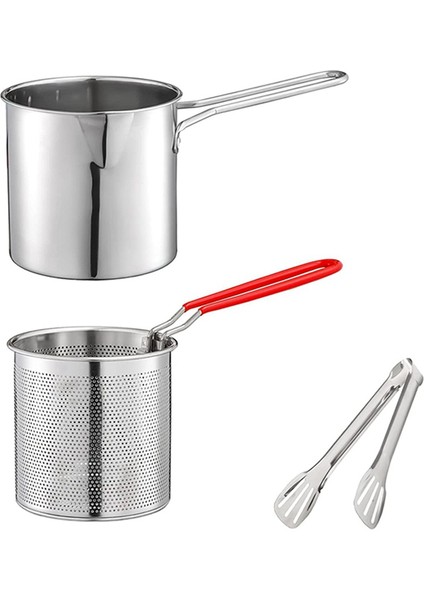 Süzgeç Sepetli Derin Kızartma Tenceresi, Maşa, Paslanmaz Çelik Japon Tempura Kızartma Tenceresi, Patates Kızartması, Tavuk (Yurt Dışından)