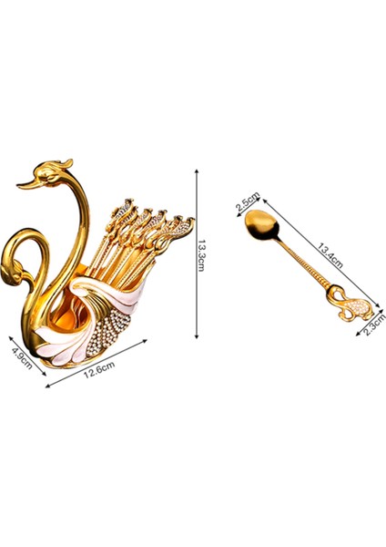 Dekoratif Metal Kuğu Tabanlı Kahve Kaşığı Tutucu 6 Parça Kaşık Seti, Tutuculu Kahve Çay Kaşığı Seti, Sofra Takımı Saklama (Yurt Dışından) fırsatları