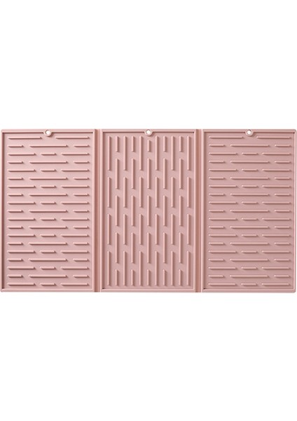 Pembe Katlanabilir Üç Katlı Sofra Takımı Kurutma Matı Mutfak Tezgahları Için Silikon Süzgeç Matı (Yurt Dışından)