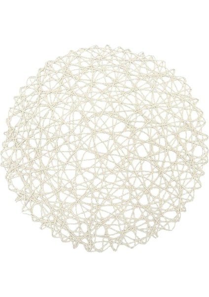 Yuvarlak Kağıt Elyaf Dokuma Amerikan Servisleri Dekoratif Örgülü Doğal Mat Tatil Partileri Dekor 15 Inç 12'li Set (Beyaz) (Yurt Dışından)