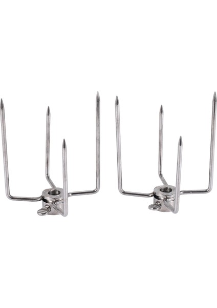 2 Adet Barbekü Çevirme Et Çatalı Kelepçesi Izgara Et Kürdanı Paslanmaz Çelik Barbekü Şişi (Yurt Dışından)