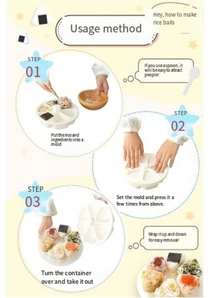 Onigiri Makinesi, Pirinç Topu Kalıbı, Aynı Anda 6 Pirinç Topu Yapabilir, Pirinç Topu Makinesi, Hızlı, Hijyenik Pirinç Topu Makinesi (Yurt Dışından) modelleri