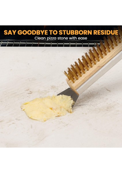 Barbekü Izgara Temizliği Için Kazıyıcılı 21 Inç Pizza Fırın Fırçası, Bakır Tel Pizza Taşı Temizleme Fırçası (Yurt Dışından) fırsatları