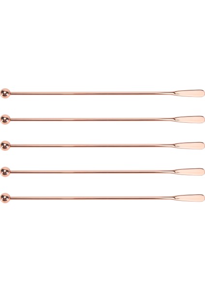 5 Adet Paslanmaz Çelik Karıştırıcı Içecek Karıştırıcıları Karıştırma Kokteyl Çubuğu - Gül Altın - Düz Çubuk, 19 cm (Yurt Dışından)