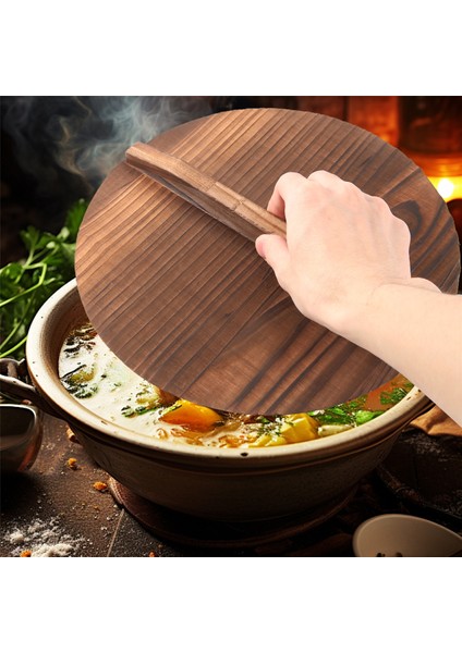 Mutfak Çok Fonksiyonlu Ahşap Tencere Kapağı Saplı Tava Kapağı Çevre Dostu Haşlanmaya Karşı Dayanıklı Ahşap Pişirme Kabı Kapağı 26 cm (Yurt Dışından) indirimleri