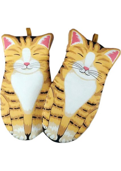 A-Cotton Sevimli Kedi Fırın Eldiveni Kedi Pençesi Pişirme Isı Yalıtımı Mikrodalga Haşlanma Önleyici Eldiven (Yurt Dışından)