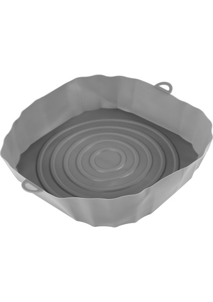 20 cm Hava Fritözü Fırın Tepsisi Kızarmış Tavuk Sepet Matı Hava Fritözü Silikon Tencere Yuvarlak Yedek Izgara Tavası Gri (Yurt Dışından)